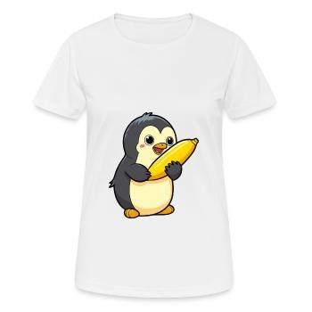 pinguin niedlich glücklich kawaii cartoon clipart tier - Frauen T-Shirt atmungsaktiv - Weiß - Vorne - AI Model Female 172 dark (172cm)