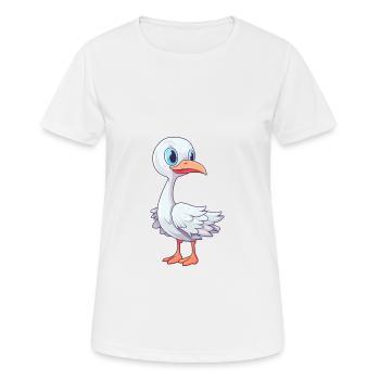 Storch Niedlich Glücklich Kawaii Cartoon Clipart Tier - Frauen T-Shirt atmungsaktiv - Weiß - Vorne - AI Model Female 172 dark (172cm)