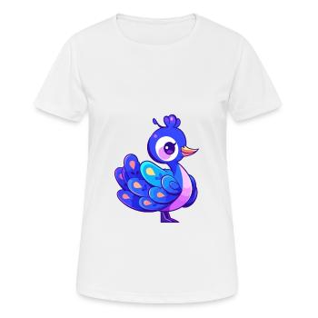 Pfau Niedlich Glücklich Kawaii Cartoon Clipart Tier - Frauen T-Shirt atmungsaktiv - Weiß - Vorne - AI Model Female 172 dark (172cm)