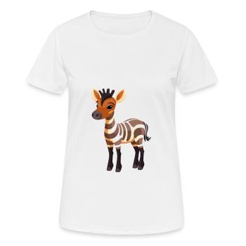 Okapi Cute Happy Kawaii Cartoon Clipart Animal - Women's Breathable T-Shirt - white - Front - AI Model Female 172 dark (172cm)