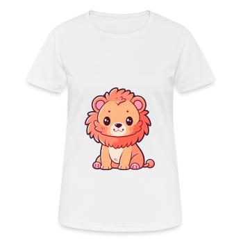 Lion mignon heureux kawaii dessin animé Clipart Animal - T-shirt respirant Femme - blanc - Devant - AI Model Female 172 dark (172cm)