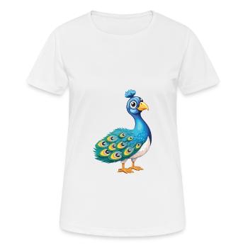 Pfau Niedlich Glücklich Kawaii Cartoon Clipart Tier - Frauen T-Shirt atmungsaktiv - Weiß - Vorne - AI Model Female 172 dark (172cm)