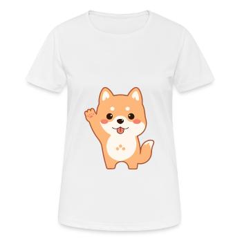 Hund niedlich glücklich kawaii Cartoon Clipart Tier - Frauen T-Shirt atmungsaktiv - Weiß - Vorne - AI Model Female 172 dark (172cm)