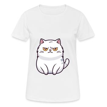 Katze niedlich glücklich kawaii cartoon clipart tier - Frauen T-Shirt atmungsaktiv - Weiß - Vorne - AI Model Female 172 dark (172cm)