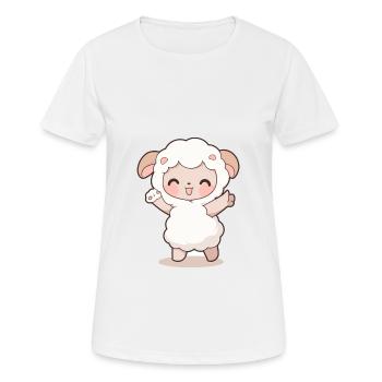schaf niedlich glücklich kawaii cartoon clipart tier - Frauen T-Shirt atmungsaktiv - Weiß - Vorne - AI Model Female 172 dark (172cm)