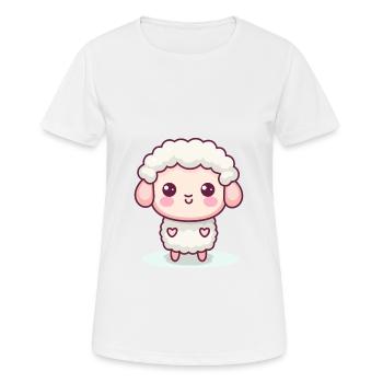 schaf niedlich glücklich kawaii cartoon clipart tier - Frauen T-Shirt atmungsaktiv - Weiß - Vorne - AI Model Female 172 dark (172cm)