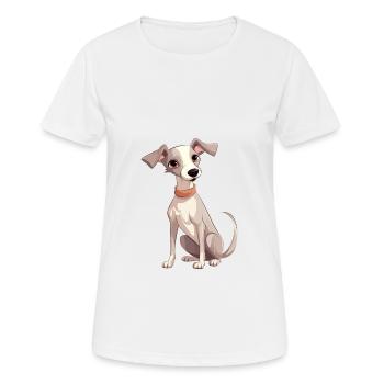 Whippet Chien Mignon Heureux Kawaii Cartoon Clipart Anim - T-shirt respirant Femme - blanc - Devant - AI Model Female 172 dark (172cm)