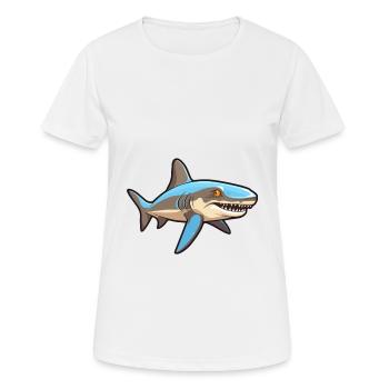 Shark Cute Happy Kawaii Cartoon Clipart Animal - Women's Breathable T-Shirt - white - Front - AI Model Female 172 dark (172cm)
