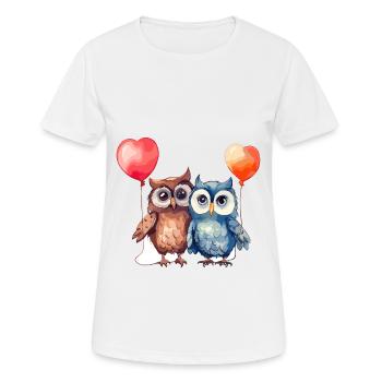 Owls Kawaii Cartoon Pet Playing With Balloons - Women's Breathable T-Shirt - white - Front - AI Model Female 172 dark (172cm)