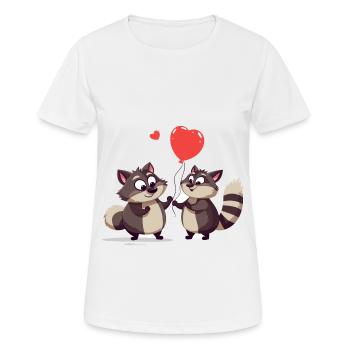 Raccoons Kawaii Cartoon Pet Playing With Balloons - Women's Breathable T-Shirt - white - Front - AI Model Female 172 dark (172cm)