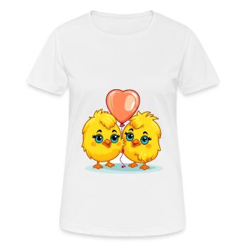Chicks Kawaii Cartoon Pet Playing With Balloons - Women's Breathable T-Shirt - white - Front - AI Model Female 172 dark (172cm)