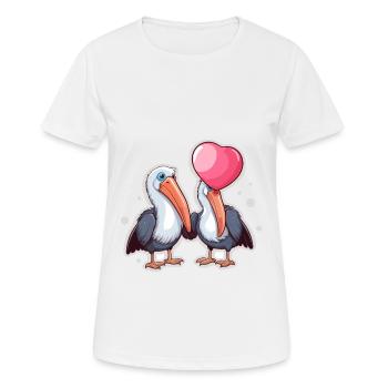 Pelicans Kawaii Cartoon Haustier spielt mit Luftballons - Frauen T-Shirt atmungsaktiv - Weiß - Vorne - AI Model Female 172 dark (172cm)