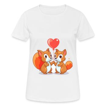 Squirrels Kawaii Cartoon Pet Playing With Balloons - Women's Breathable T-Shirt - white - Front - AI Model Female 172 dark (172cm)