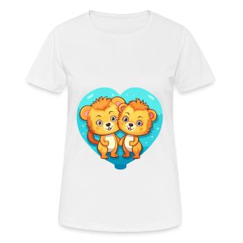 Lions Kawaii Cartoon Pet Playing With Balloons - Women's Breathable T-Shirt - white - Front - AI Model Female 172 dark (172cm)