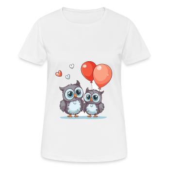 Owls Kawaii Cartoon Pet Playing With Balloons - Women's Breathable T-Shirt - white - Front - AI Model Female 172 dark (172cm)