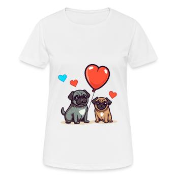 Pug Dogs Kawaii Cartoon Pet Playing With Balloons - Women's Breathable T-Shirt - white - Front - AI Model Female 172 dark (172cm)