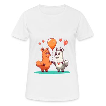 Llamas Kawaii Cartoon Pet Playing With Balloons - Women's Breathable T-Shirt - white - Front - AI Model Female 172 dark (172cm)