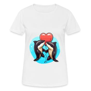 Orcas Kawaii Cartoon Pet Playing With Balloons - Women's Breathable T-Shirt - white - Front - AI Model Female 172 dark (172cm)