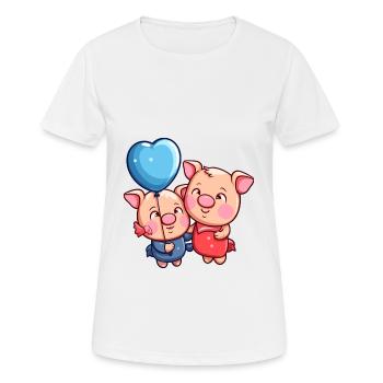Cochon Kawaii Cartoon Pet jouant avec des ballons - T-shirt respirant Femme - blanc - Devant - AI Model Female 172 dark (172cm)