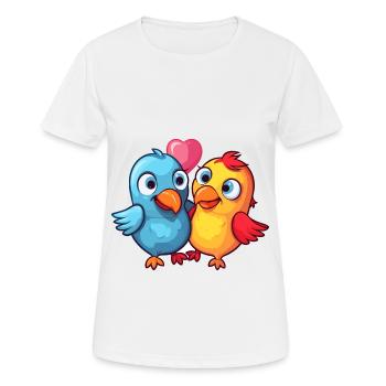 Vögel Kawaii Cartoon Haustier spielt mit Luftballons - Frauen T-Shirt atmungsaktiv - Weiß - Vorne - AI Model Female 172 dark (172cm)