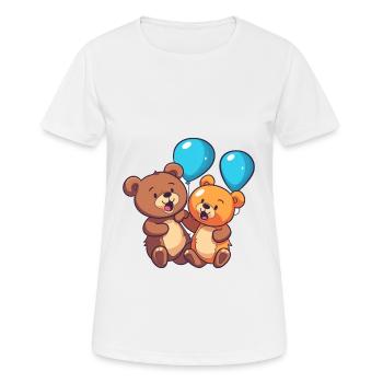 Ours kawaii dessin animé animal de compagnie jouant avec des ballons - T-shirt respirant Femme - blanc - Devant - AI Model Female 172 dark (172cm)
