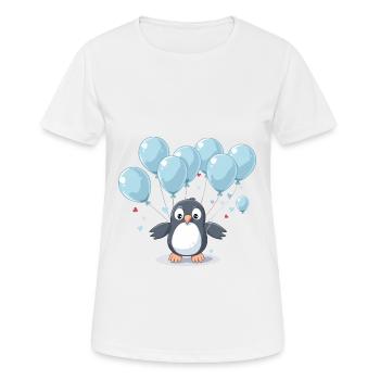 Penguin Kawaii Cartoon Pet Playing With Balloons - Women's Breathable T-Shirt - white - Front - AI Model Female 172 dark (172cm)