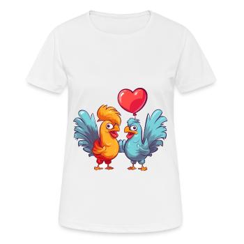Hähne Kawaii Cartoon Haustier spielt mit Luftballons - Frauen T-Shirt atmungsaktiv - Weiß - Vorne - AI Model Female 172 dark (172cm)