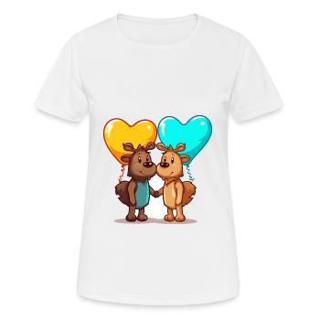 Mooses Kawaii Cartoon Pet Playing With Balloons - Women's Breathable T-Shirt - white - Front - AI Model Female 172 dark (172cm)