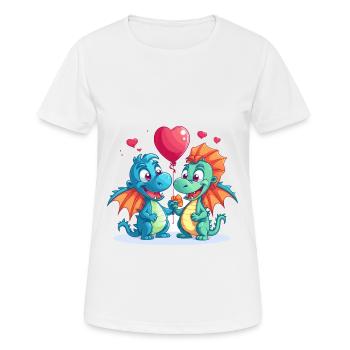 Dragons Kawaii Cartoon Pet Playing With Balloons - Women's Breathable T-Shirt - white - Front - AI Model Female 172 dark (172cm)