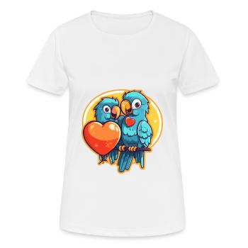 Parrots Kawaii Cartoon Pet Playing With Balloons - Women's Breathable T-Shirt - white - Front - AI Model Female 172 dark (172cm)