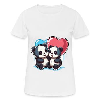 Panda Kawaii Cartoon Pet Playing With Balloons - Women's Breathable T-Shirt - white - Front - AI Model Female 172 dark (172cm)