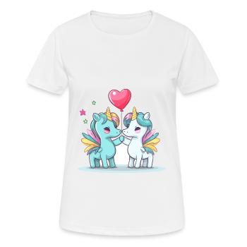 Licornes Kawaii Cartoon Pet Jouant Avec Des Ballons - T-shirt respirant Femme - blanc - Devant - AI Model Female 172 dark (172cm)