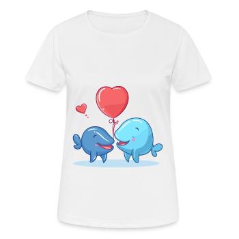 Whales Kawaii Cartoon Pet Playing With Balloons - Women's Breathable T-Shirt - white - Front - AI Model Female 172 dark (172cm)
