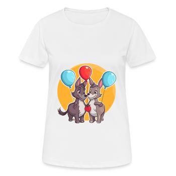 Donkeys Kawaii Cartoon Pet Playing With Balloons - Women's Breathable T-Shirt - white - Front - AI Model Female 172 dark (172cm)