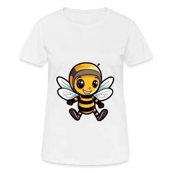 Lustige Biene Kawaii Cartoon Haustier spielt Skateboard - Frauen T-Shirt atmungsaktiv - Weiß - Vorne - AI Model Female 172 dark (172cm)