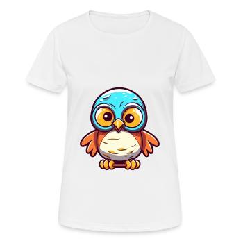 Lustige Eule Kawaii Cartoon Haustier spielt Skateboard - Frauen T-Shirt atmungsaktiv - Weiß - Vorne - AI Model Female 172 dark (172cm)