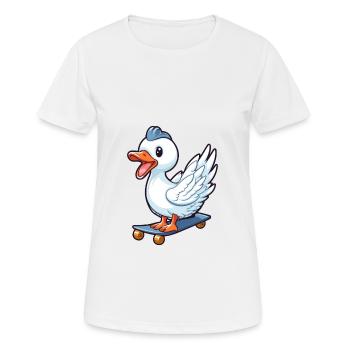 Funny Swan Kawaii Cartoon Pet Jouant Skateboard - T-shirt respirant Femme - blanc - Devant - AI Model Female 172 dark (172cm)
