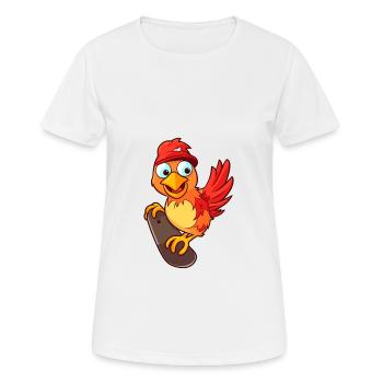 Lustiger Hahn Kawaii Cartoon spielt Skateboard - Frauen T-Shirt atmungsaktiv - Weiß - Vorne - AI Model Female 172 dark (172cm)