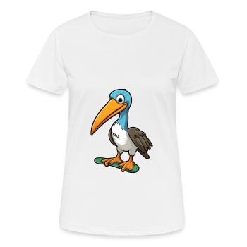 Funny Pelican Kawaii Cartoon Playing Skateboard - Women's Breathable T-Shirt - white - Front - AI Model Female 172 dark (172cm)