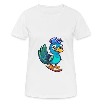 Drôle Peacock Kawaii Cartoon Jouer Skateboard - T-shirt respirant Femme - blanc - Devant - AI Model Female 172 dark (172cm)