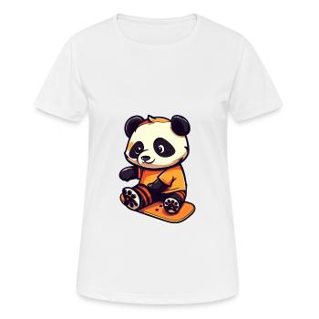 Drôle Panda Kawaii Cartoon Pet Jouer Skateboard - T-shirt respirant Femme - blanc - Devant - AI Model Female 172 dark (172cm)