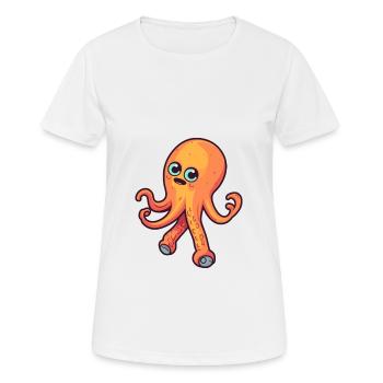 Funny Octopus Kawaii Cartoon Playing Skateboard - Women's Breathable T-Shirt - white - Front - AI Model Female 172 dark (172cm)