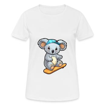 Drôle Koala Kawaii Cartoon Pet Jouant Skateboard - T-shirt respirant Femme - blanc - Devant - AI Model Female 172 dark (172cm)