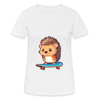 Funny Hedgehog Kawaii Cartoon Pet Playing Skateboa - Women's Breathable T-Shirt - white - Front - AI Model Female 172 dark (172cm)