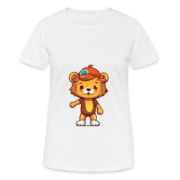 Funny Lion Kawaii Cartoon Pet Jouant Skateboard - T-shirt respirant Femme - blanc - Devant - AI Model Female 172 dark (172cm)