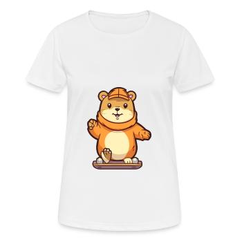 Funny Gopher Kawaii Cartoon Pet Playing Skateboard - Women's Breathable T-Shirt - white - Front - AI Model Female 172 dark (172cm)