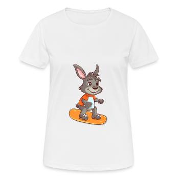 Lustiger Esel Kawaii Cartoon Haustier spielt Skateboard - Frauen T-Shirt atmungsaktiv - Weiß - Vorne - AI Model Female 172 dark (172cm)
