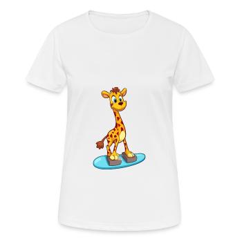 Funny Giraffe Kawaii Cartoon Playing Skateboard - Women's Breathable T-Shirt - white - Front - AI Model Female 172 dark (172cm)