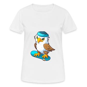 Lustiger Adler Kawaii Cartoon Haustier spielt Skateboard - Frauen T-Shirt atmungsaktiv - Weiß - Vorne - AI Model Female 172 dark (172cm)