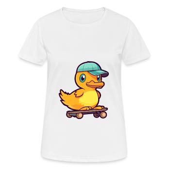 Drôle Canard Kawaii Cartoon Pet Jouant Skateboard - T-shirt respirant Femme - blanc - Devant - AI Model Female 172 dark (172cm)